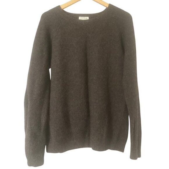 Hesperios Faro Sweater Unisex Heather Grey Brown Baby Alpaca Rice Weave Size L - Picture 2 of 8